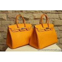 Hermes Birkin 35CM Tote Bag Yellow Clemence Leather H6089 Gold/Silver