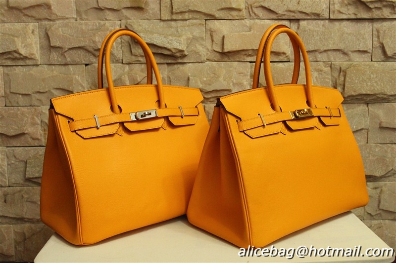 Hermes Birkin 35CM Tote Bag Yellow Clemence Leather H6089 Gold/Silver