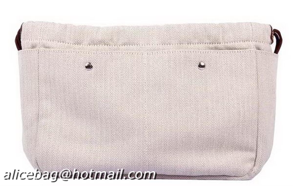 Hermes Linen Canvas Pouch H1229 OffWhite