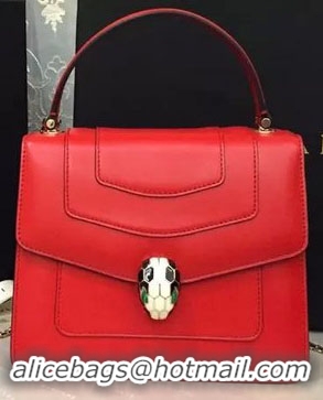 2015 BVLGARI Serpenti Forever Bag Original Leather Red