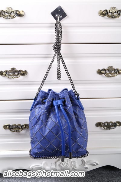 Good Looking Stella McCartney Falabella Studded Quilted Bucket Bag SMC013 Royal