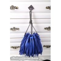 Luxury Cheap Stella McCartney Falabella Sun Fringed Bucket Bag SMC012 Royal