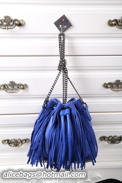 Luxury Cheap Stella McCartney Falabella Sun Fringed Bucket Bag SMC012 Royal