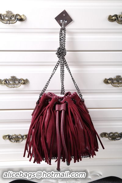 Youthful Stella McCartney Falabella Sun Fringed Bucket Bag SMC012 Wine