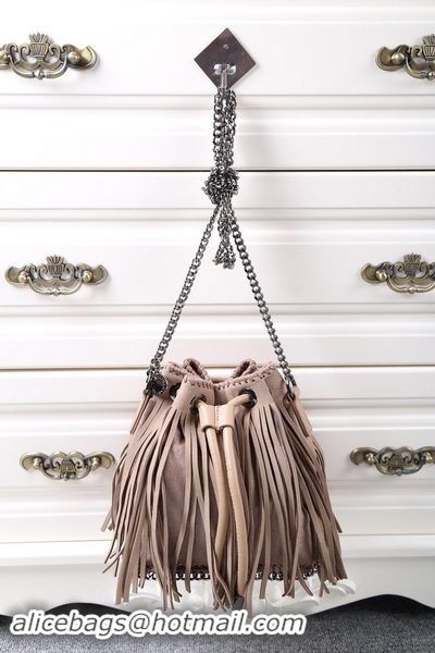 Shop Duplicate Stella McCartney Falabella Sun Fringed Bucket Bag SMC012 Khaki