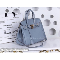 Trendy Design Hermes Birkin 30CM Tote Bags Litchi Leather H30CT Light Blue