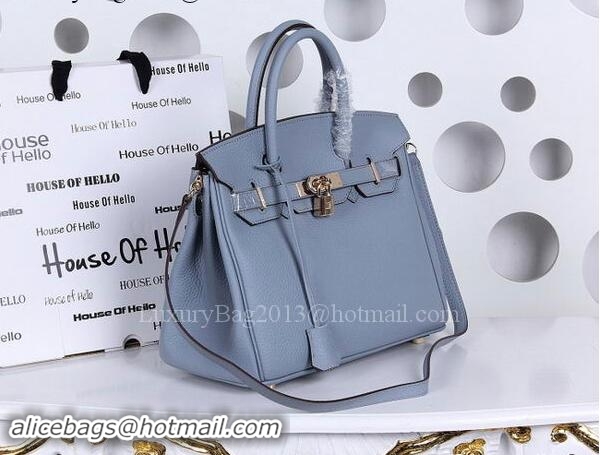 Trendy Design Hermes Birkin 30CM Tote Bags Litchi Leather H30CT Light Blue