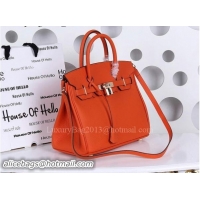 Best Grade Hermes Birkin 30CM Tote Bags Litchi Leather H30CT Orange