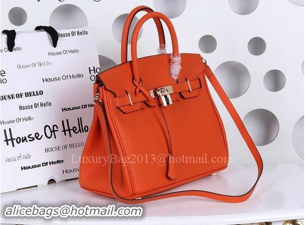 Best Grade Hermes Birkin 30CM Tote Bags Litchi Leather H30CT Orange