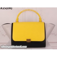 Big Enough Celine Trapeze Bag Original Suede Leather CT3342 Yellow&Black&White