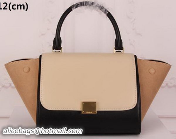 Trendy Design Celine mini Trapeze Bag Original Nubuck Leather CTA3345 OFFWhite&Black&Apricot