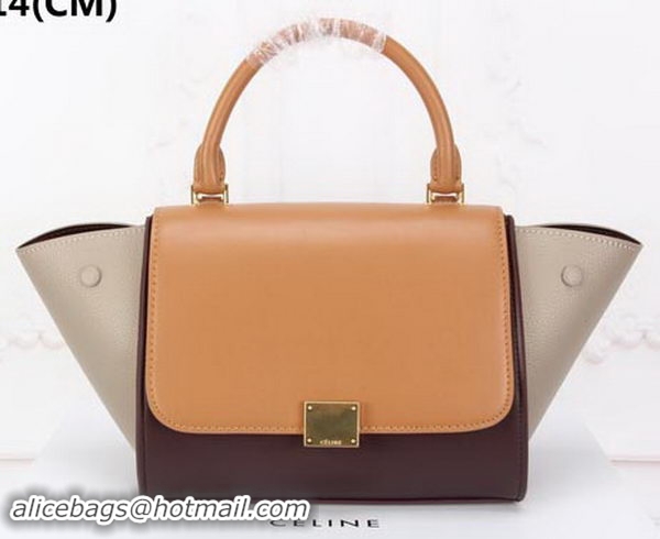 Famous Celine mini Trapeze Bag Original Nubuck Leather CTA3345 Wheat&Brown&Apricot