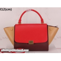 Unique Style Celine mini Trapeze Bag Original Nubuck Leather CTA3345 Brown&Red&Apricot