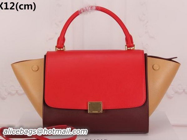 Unique Style Celine mini Trapeze Bag Original Nubuck Leather CTA3345 Brown&Red&Apricot