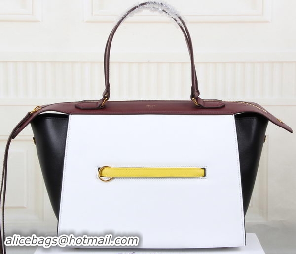 Traditional Specials Celine Ring Bag Smooth Calfskin Leather 176203 White&Black&Maroon