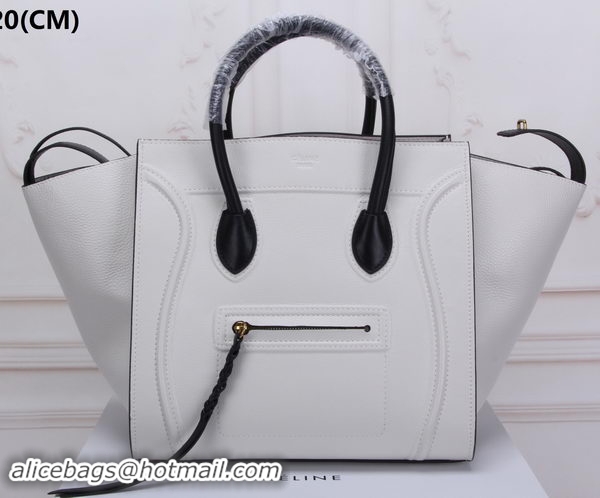 Good Quality Celine Luggage Phantom Tote Bag Litchi Leather CT3341 White