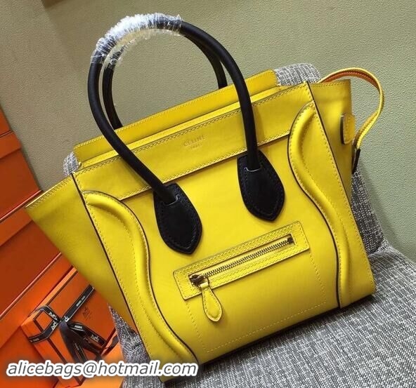 Crafted Celine Luggage Micro Boston Bag Original Leather CL3307 Yellow