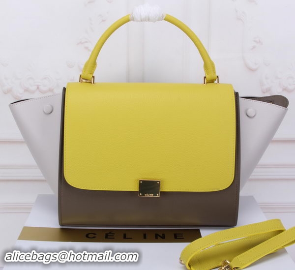 Grade Quality Celine Trapeze Bag Original Suede Leather CT3342 Yellow&Khaki&OffWhite