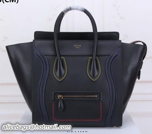 Discount Fashion Celine Luggage Mini Tote Bag Original Leather CLY33081L Black