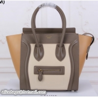 Unique Style Celine Luggage Micro Tote Bag Original Leather CLY33081M OFFWHITE&Khaki&Apricot