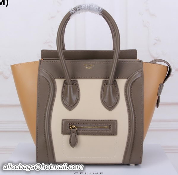 Unique Style Celine Luggage Micro Tote Bag Original Leather CLY33081M OFFWHITE&Khaki&Apricot