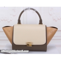 Stylish Celine mini Trapeze Bag Original Nubuck Leather CTA3345 OffWHITE&Khaki&Apricot