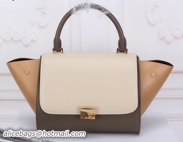 Stylish Celine mini Trapeze Bag Original Nubuck Leather CTA3345 OffWHITE&Khaki&Apricot