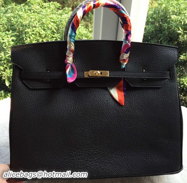 Buy Discount Hermes Birkin 40CM Bag Black Litchi Leather BK40 Gold