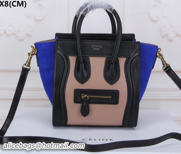 Sumptuous Celine Luggage Nano Tote Bag Original Leather CLY33081S Camel&Black&Blue