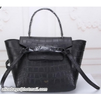 Hot Style Celine mini Belt Bag Croco Leather C3320 Black