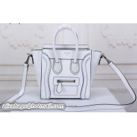 Sumptuous Celine Luggage Nano Tote Bag Original Leather CLY33081S White