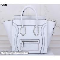 Shoulder Carry Celine Luggage Mini Tote Bag Original Leather CLY33081L White