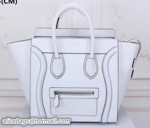 Shoulder Carry Celine Luggage Mini Tote Bag Original Leather CLY33081L White