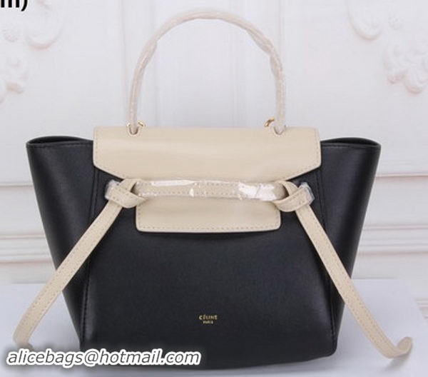 Stylish Celine mini Belt Bag Original Leather C3320 OffWhite&Black