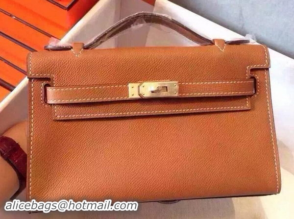 Good Quality Hermes MINI Kelly 22cm Tote Bag Calfskin Leather K22 Wheat