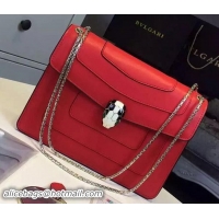 New Style 2016 BVLGARI Small Shoulder Bag Calfskin Leather BG22695 Red