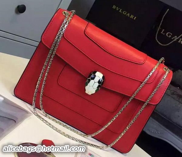 New Style 2016 BVLGARI Small Shoulder Bag Calfskin Leather BG22695 Red