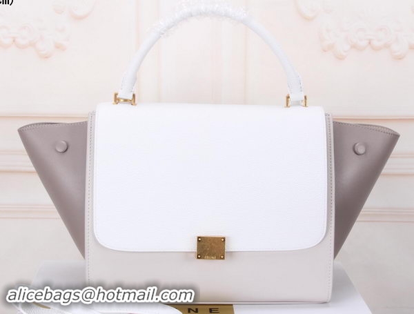 Low Price 2016 Celine Trapeze Bag Original Leather CT3342 White&Grey