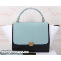 Free Shipping Promotion Celine Trapeze Bag Original Leather CT3342 SkyBlue&Black&White