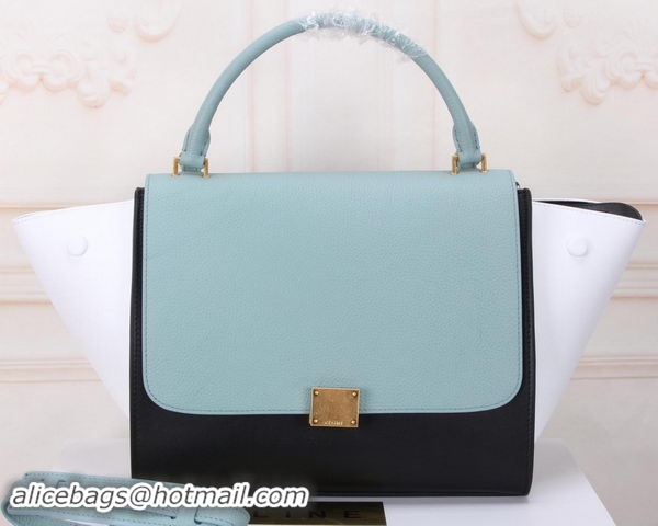 Free Shipping Promotion Celine Trapeze Bag Original Leather CT3342 SkyBlue&Black&White