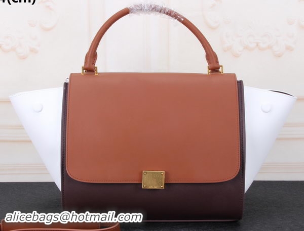 Grade 2016 Celine Trapeze Bag Original Leather CT3342 Wheat&Burgundy&White