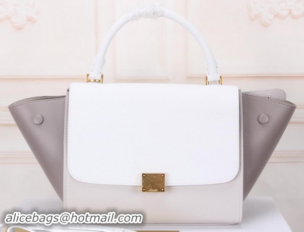 Low Cost Celine mini Trapeze Bag Original Calfskin Leather CTA3345 White&Grey