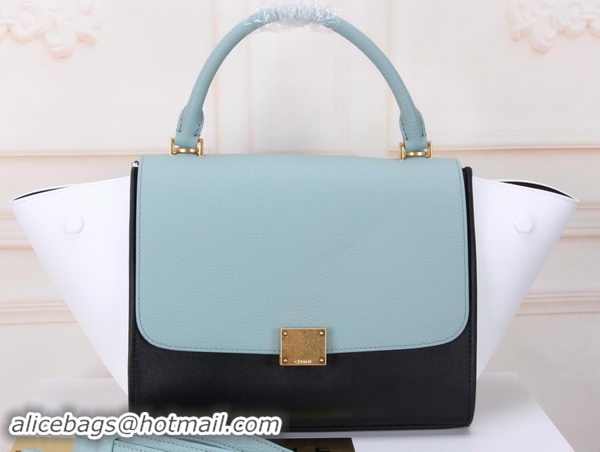 Promotion 2016 Celine mini Trapeze Bag Original Calfskin Leather CTA3345 SkyBlue&Black&White