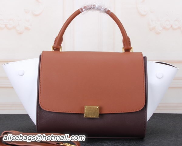 Cheapest Celine mini Trapeze Bag Original Calfskin Leather CTA3345 Wheat&Burgundy&White