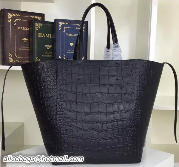 Lower Price Celine Cabas Phantom Bags Croco Leather C2206 Black