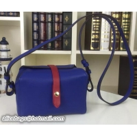 Luxury Cheap Celine Box on Strap Flap Bag Calfskin Leather C16219 Blue