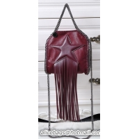 Big Discount Stella McCartney Falabella Fringed Star Mini Tote Bag SM8855 Burgundy