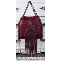 Unique Discount Stella McCartney Falabella Fringed Star Mini Tote Bag SM8865 Burgundy