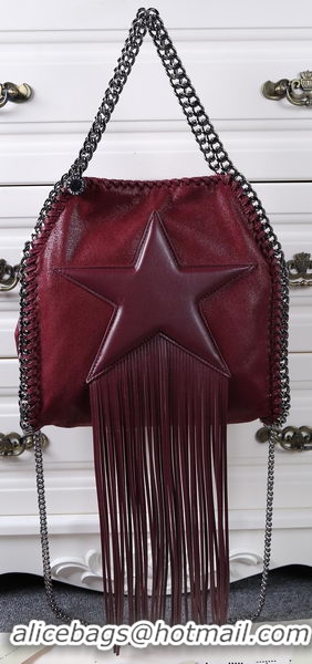 Unique Discount Stella McCartney Falabella Fringed Star Mini Tote Bag SM8865 Burgundy