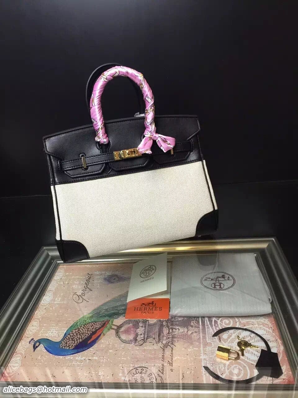 Buy Cheapest Hermes Birkin 30CM Tote Bags Black&Offwhite H30 Gold